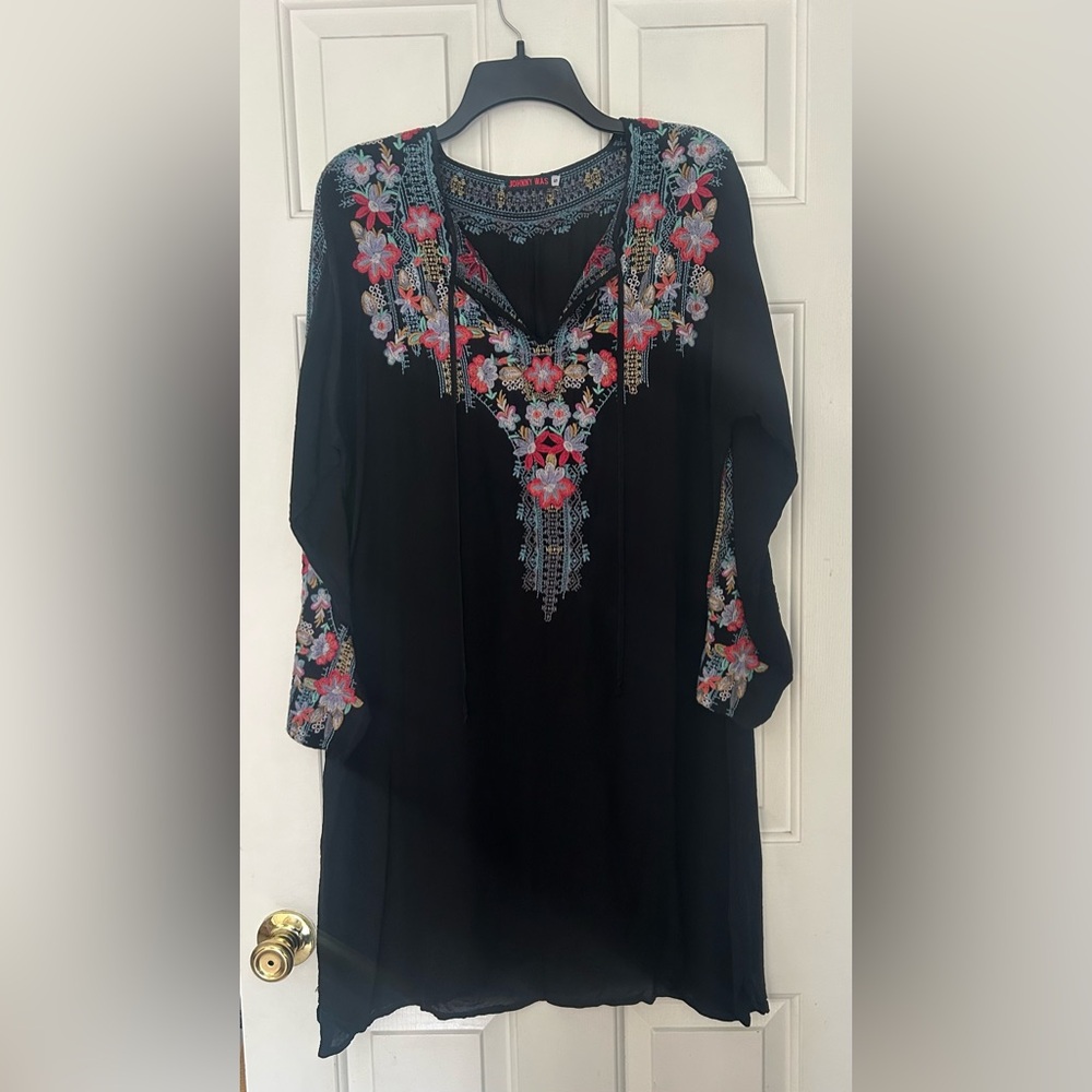 Johnny Was Boho Embroidered Shift Dress w/Cami. S. EUC